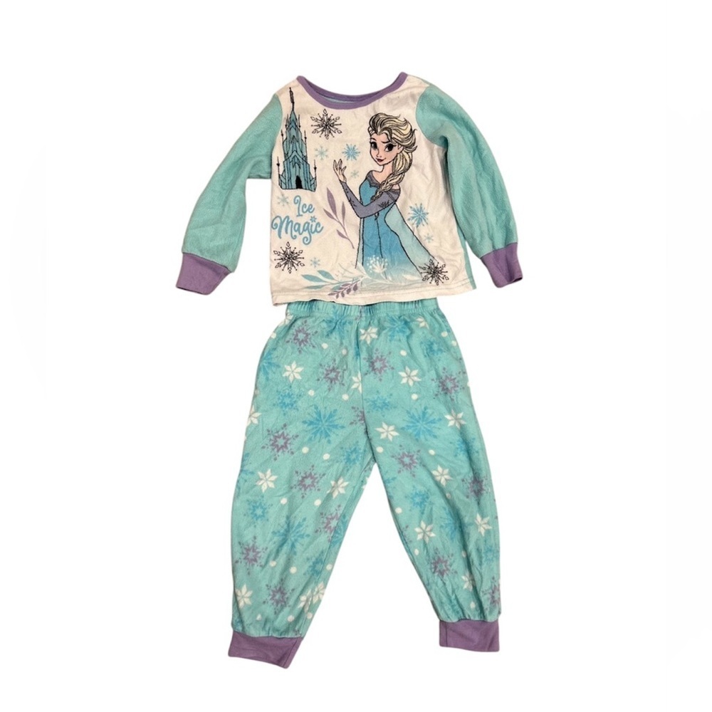 Disney Frozen Elsa Pajama Set Toddler Size 3T Ice Magic Snowflake PJ Set